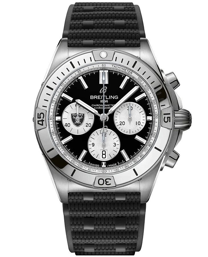 Часы Breitling Chronomat B01 42 NFL Las Vegas Raiders Edition AB01342B1B1S1 — мужские, голубой