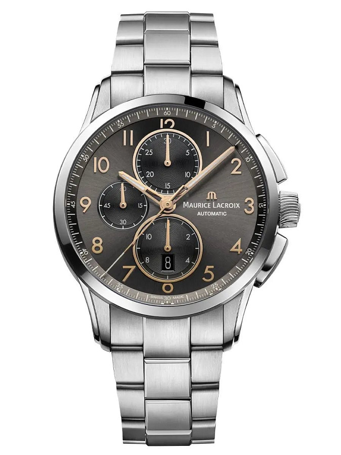 Часы Maurice Lacroix Pontos Chronograph 43mm PT6388-SS002-321-1 — мужские, антрацитовый
