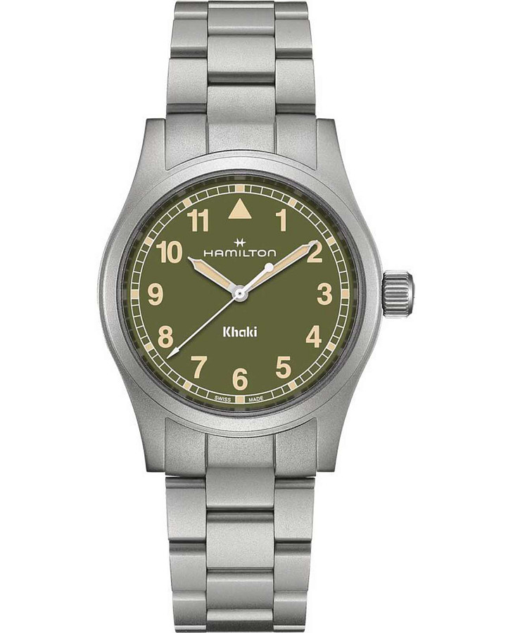 Часы Hamilton Khaki Field Quartz 38mm H69401160 — мужские, зеленый