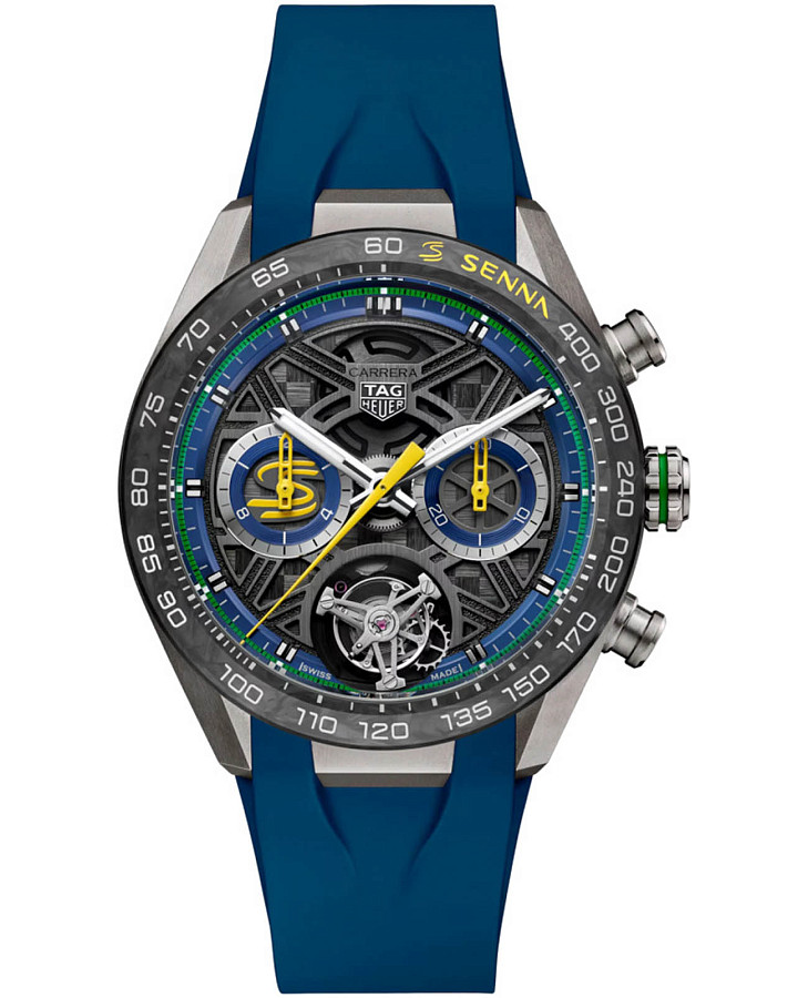 Часы TAG Heuer Carrera Chronograph Tourbillon Extreme Sport x Senna CBU5081.FT6274 — мужские, черный