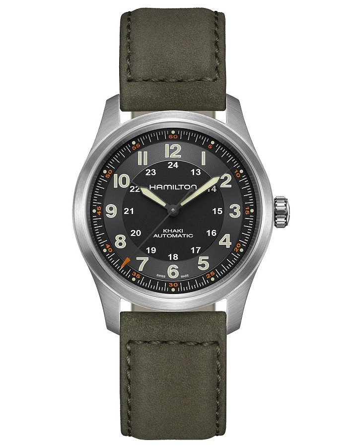Часы Hamilton Khaki Field Titanium Auto H70205830 — мужские, серый