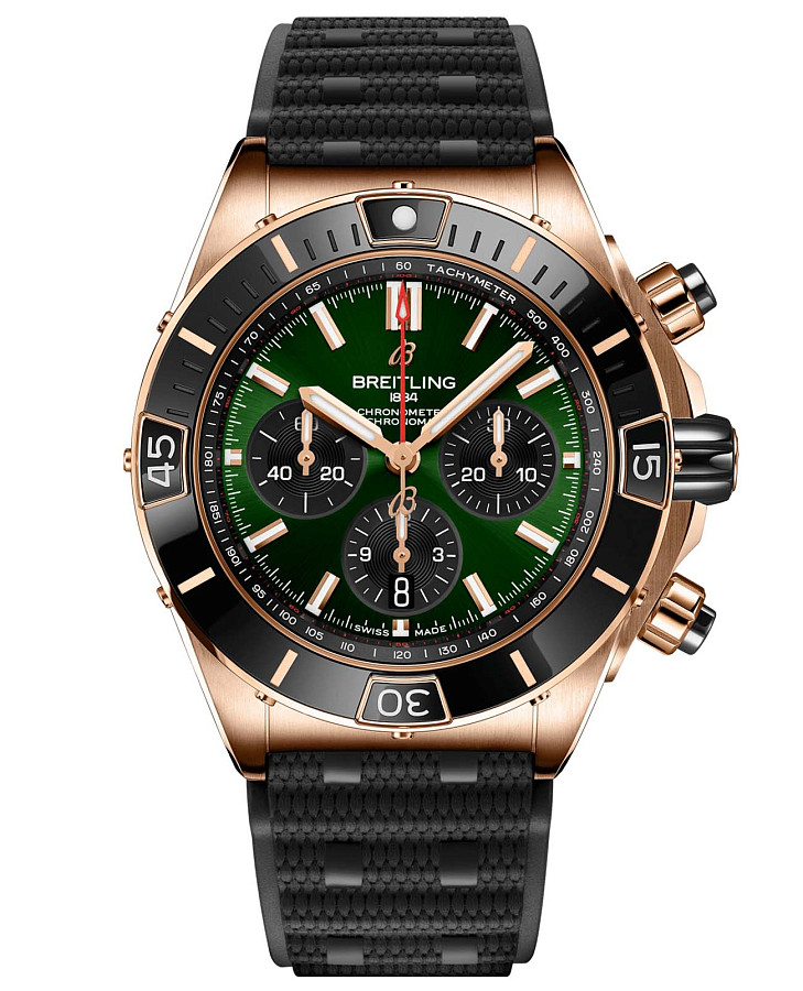 Часы Breitling Super Chronomat B01 44 RB01361A1L1S1 — мужские, зеленый
