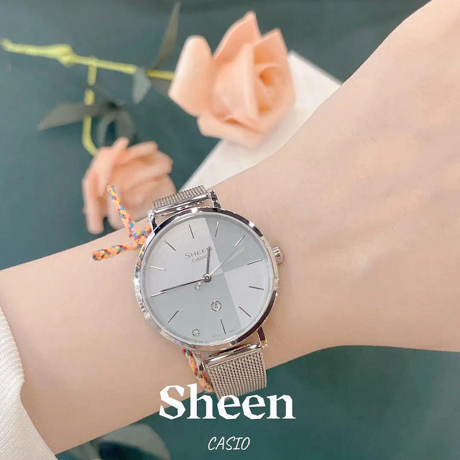 Часы Casio Sheen SHE-4547M-2A — кварцевые, металл сталь