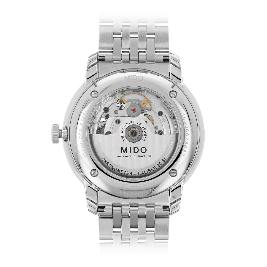 Часы Mido Baroncelli Chronometer Silicon Gent M027.408.11.011.00 — механические, металл сталь