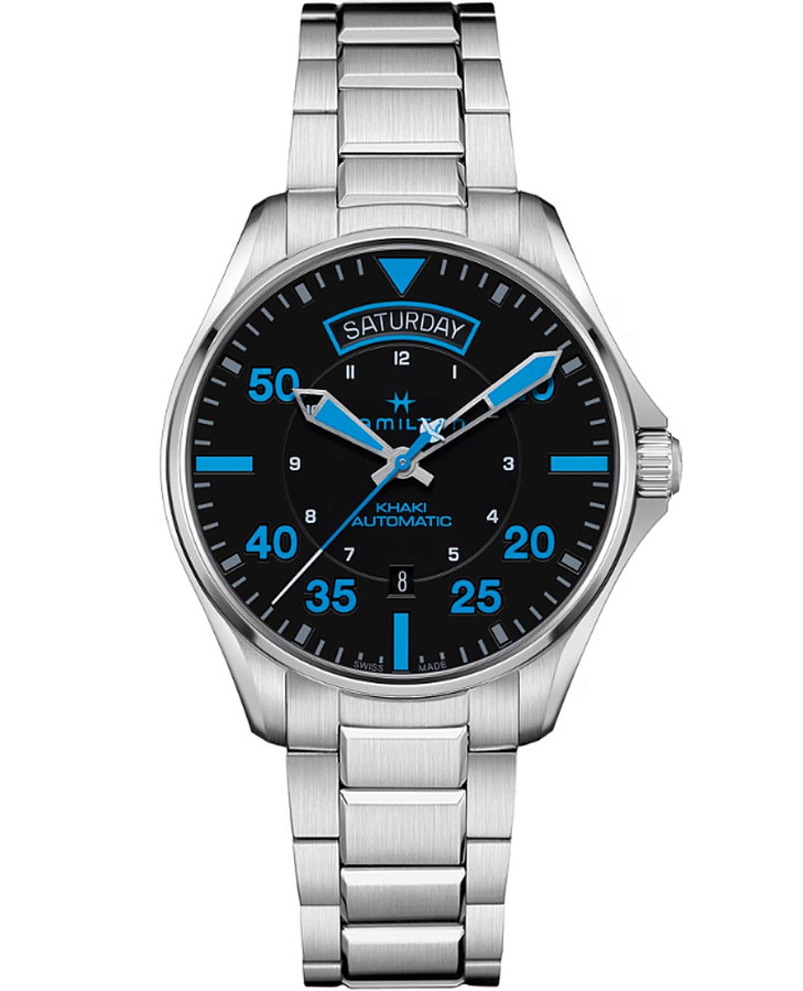 Часы Hamilton Khaki Aviation Pilot Day Date Air Zermatt Auto H64625131 — мужские, черный