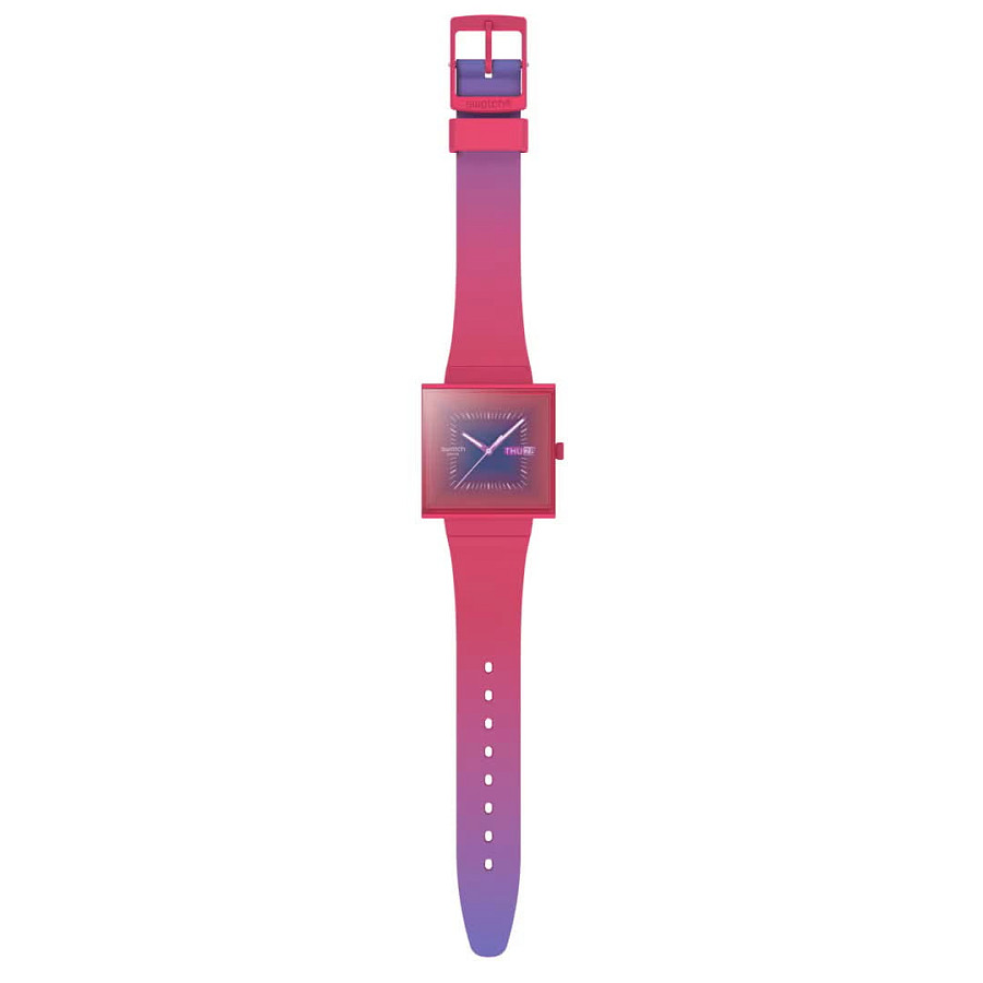 Часы Swatch Squarely Blacklight SO34R700 — биокерамика, Швейцария