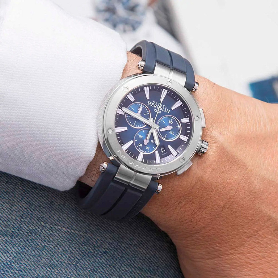 Часы Herbelin Newport Chrono 37688A35CB — каучук, мужские