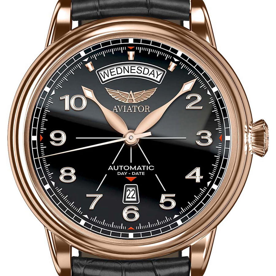 Часы Aviator Douglas Day-Date V.3.44.2.398.4 — механические, металл сталь