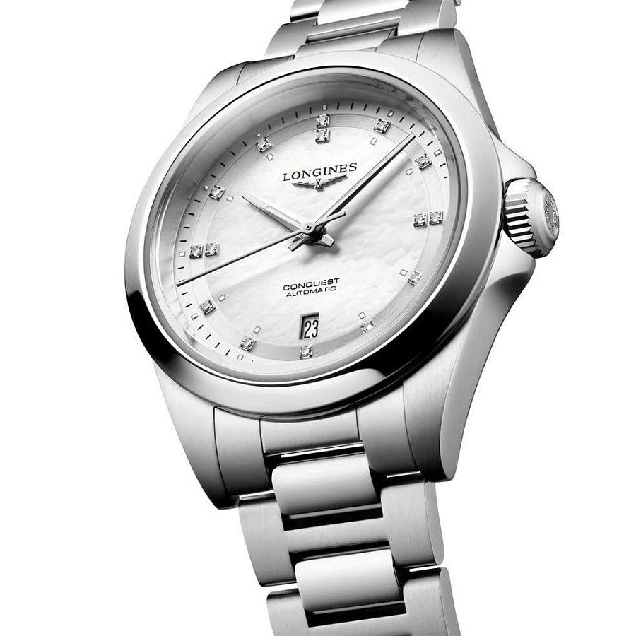 Часы Longines Conquest L3.320.4.87.6 — перламутровый, металл сталь