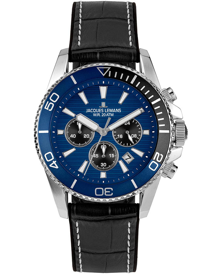 Часы Jacques Lemans Liverpool Diver 1-2206B — мужские, синий