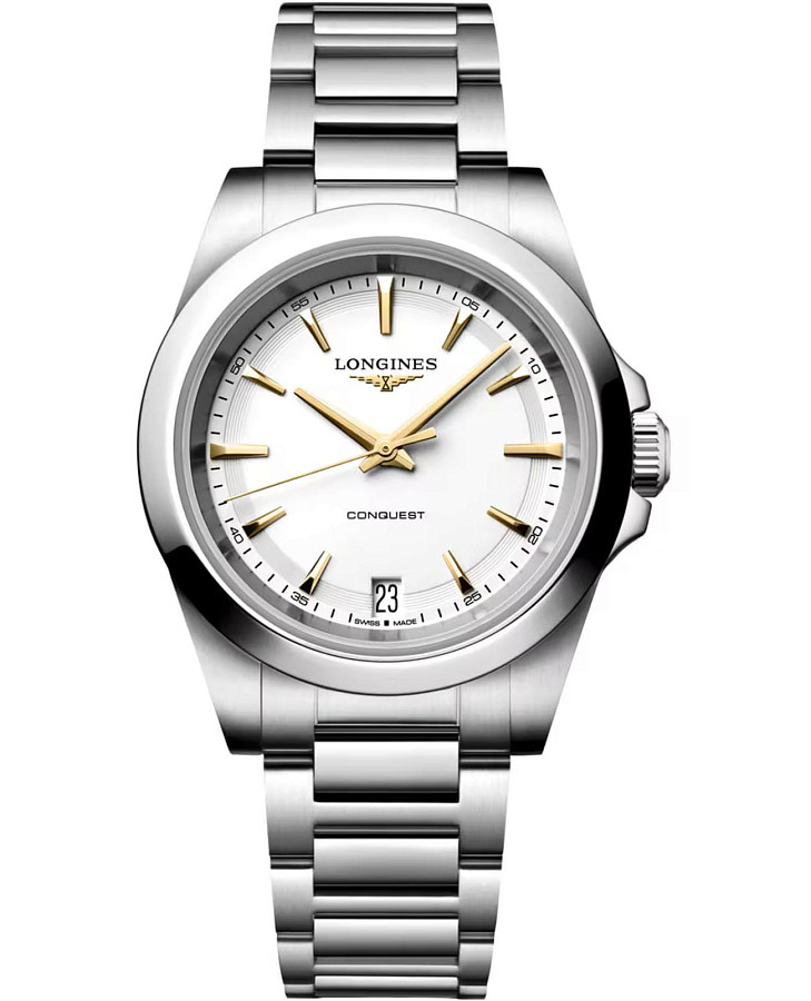 Часы Longines Conquest 34 mm L3.460.4.12.6 — женские, белый
