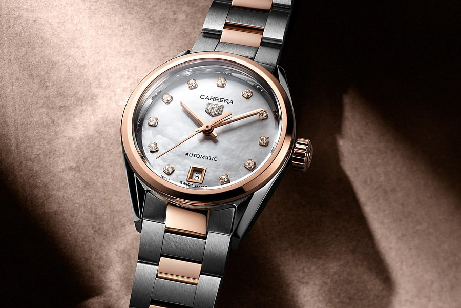 Часы TAG Heuer Carrera Date WBN2450.BD0569 — перламутровый, металл золото сталь