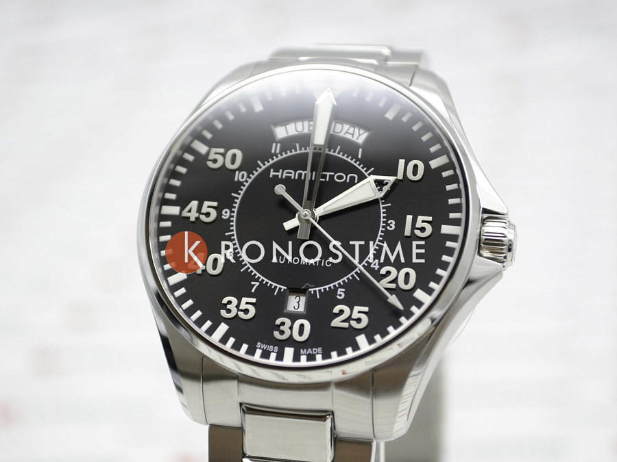 Часы Hamilton Khaki Aviation Pilot Day Date Auto H64615135 — черный, сталь