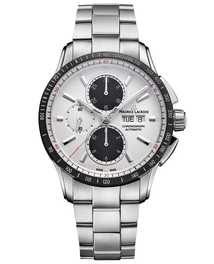 Часы Maurice Lacroix Pontos Chronograph 43mm PT6038-SSL22-130-1 — мужские, белый