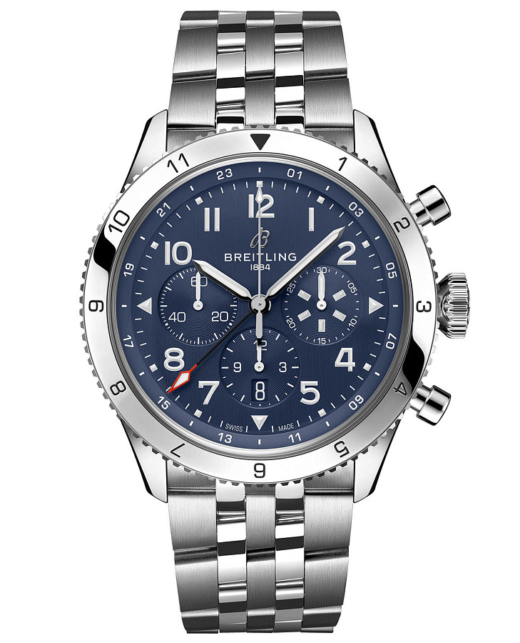 Часы Breitling Super Avi B04 Chronograph GMT 46 Tribute To Vought F4U Corsair AB04451A1C1A1 — мужские, синий