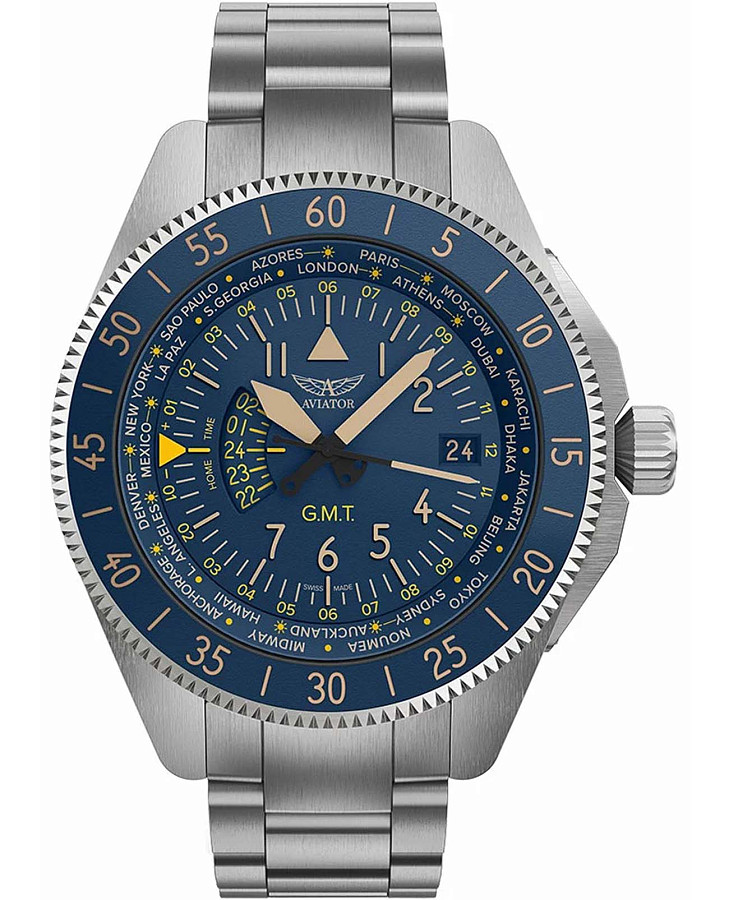 Часы Aviator Airacobra GMT V.1.37.0.304.5 — мужские, синий