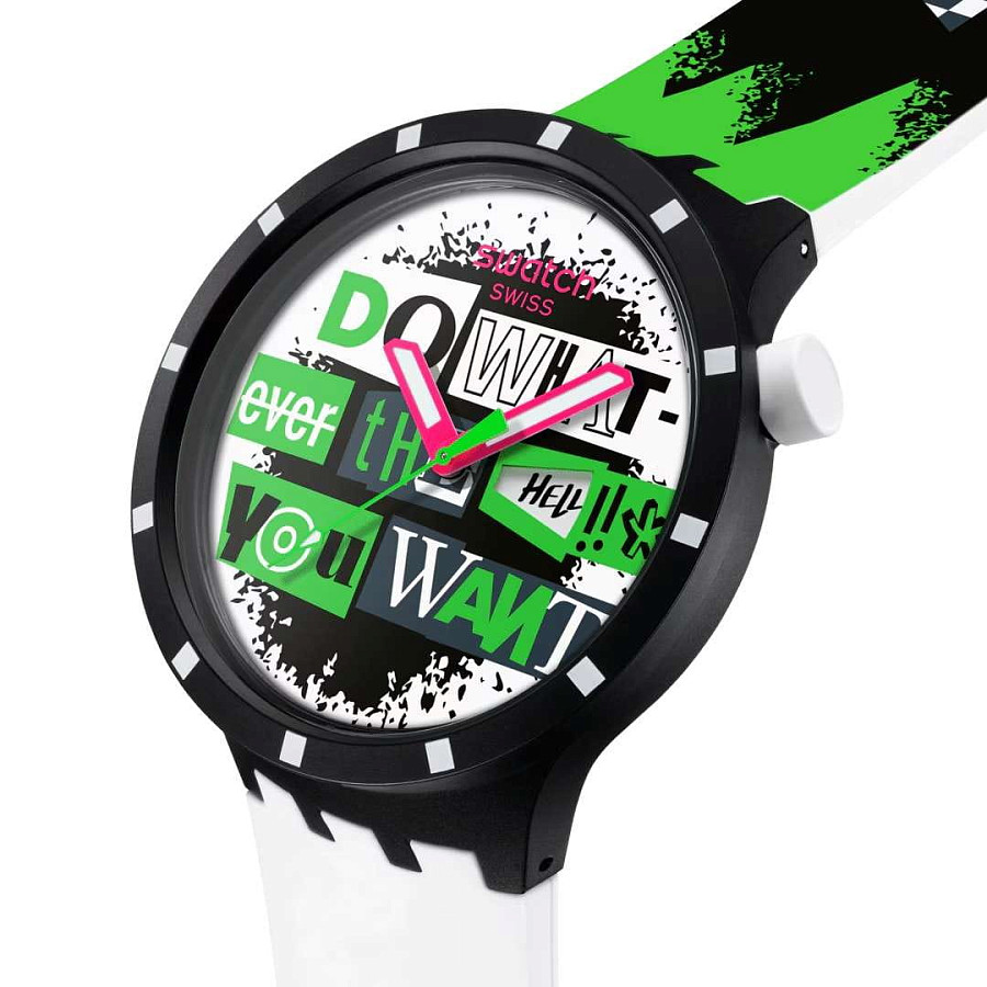 Часы Swatch Lash Out SB03B701 — биокерамика, Швейцария