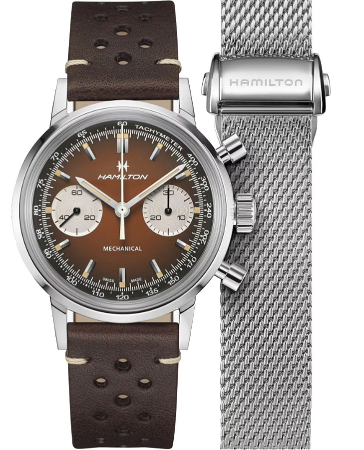 Часы Hamilton American Classic Intra-Matic Chronograph H H38429591 — мужские, коричневый