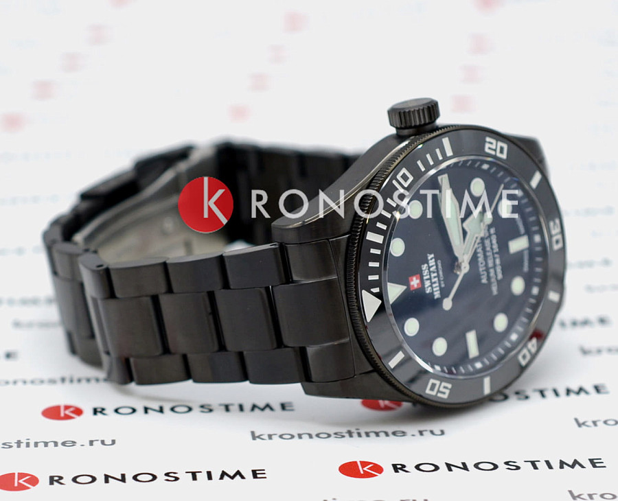 Часы Swiss Military by Chrono Diver SMA34075.04 — черный, металл сталь
