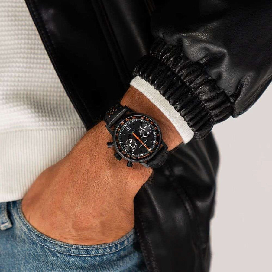 Часы Hamilton American Classic Intra-matic Autochrono Full Black H38446732 — мужские, кожаный