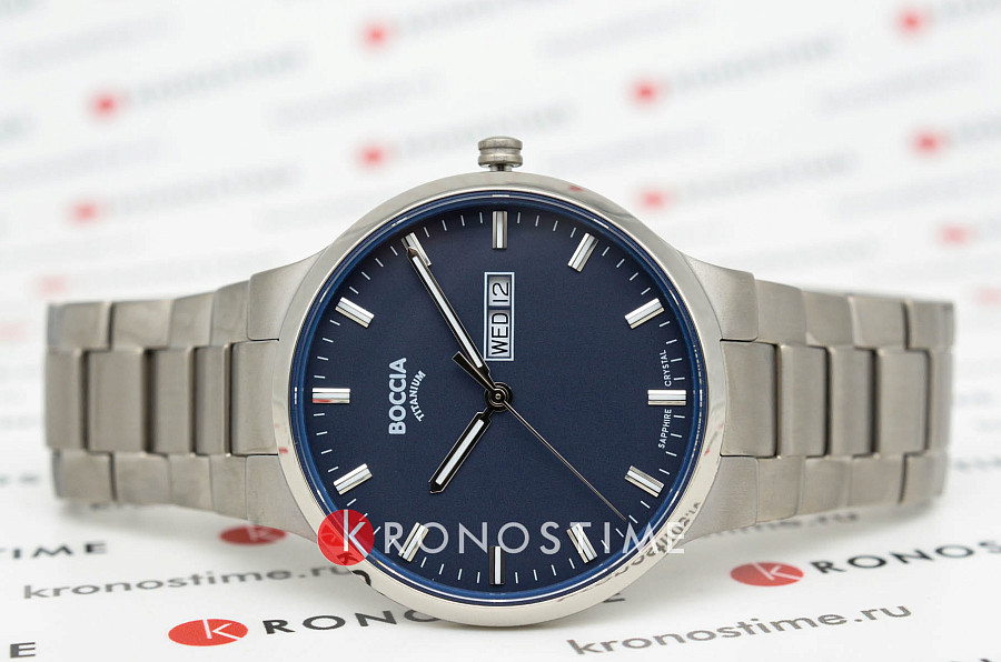 Часы Boccia Titanium 3649-02 — кварцевые, металл титан