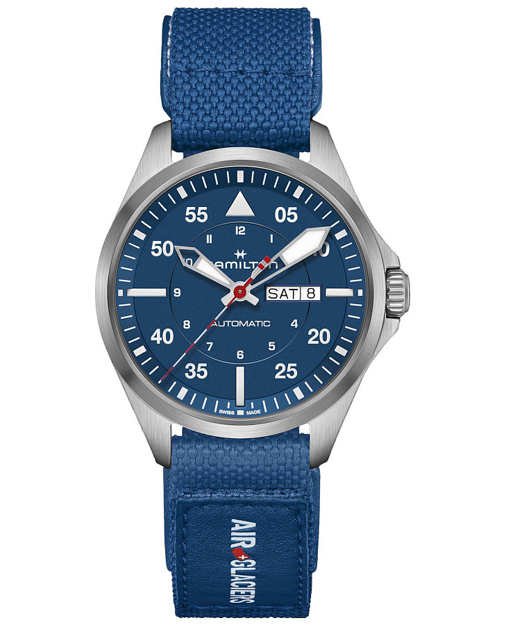 Часы Hamilton Khaki Aviation Day Date Auto - Air - Glaciers Edition H64655941 — мужские, синий