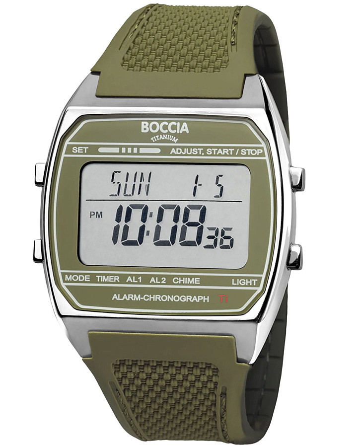 Часы Boccia Digital 3738-03 — мужские, зеленый