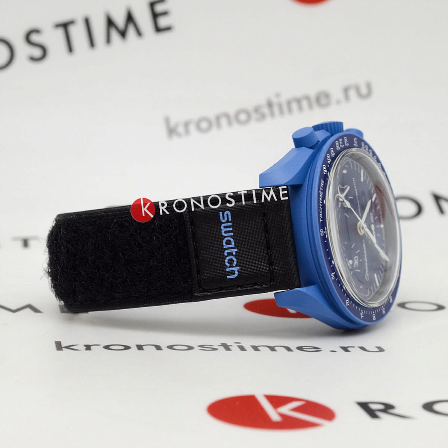 Часы Swatch x Omega Bioceramic Moonswatch Mission to Neptune SO33N100 — биокерамика, Швейцария