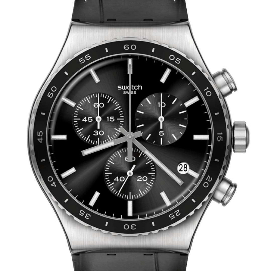 Часы Swatch I New Chrono YVS495 — мужские, кожаный