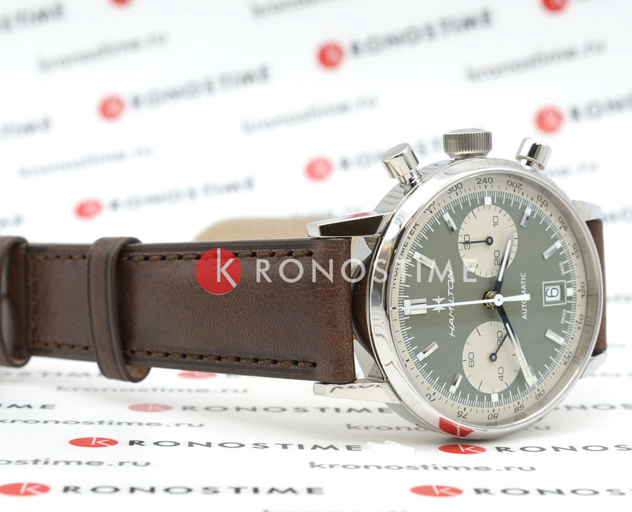 Часы Hamilton American Classic Intra-Matic Auto Chrono H38416560 — кожаный, мужские