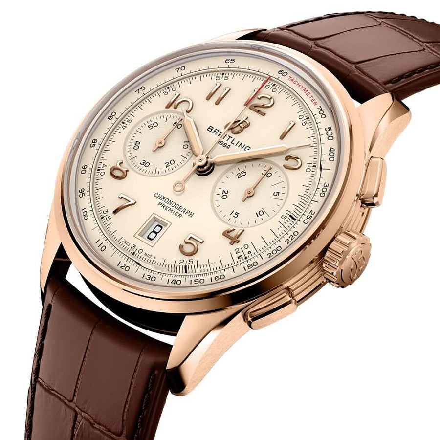 Часы Breitling Premier B01 Chronograph 42 RB0145371G1P2 — механические, золото