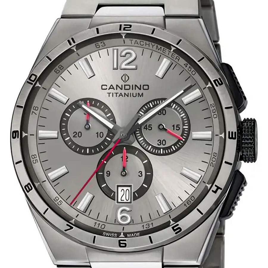 Часы Candino Titanium Chrono C4603/G — кварцевые, титан металл