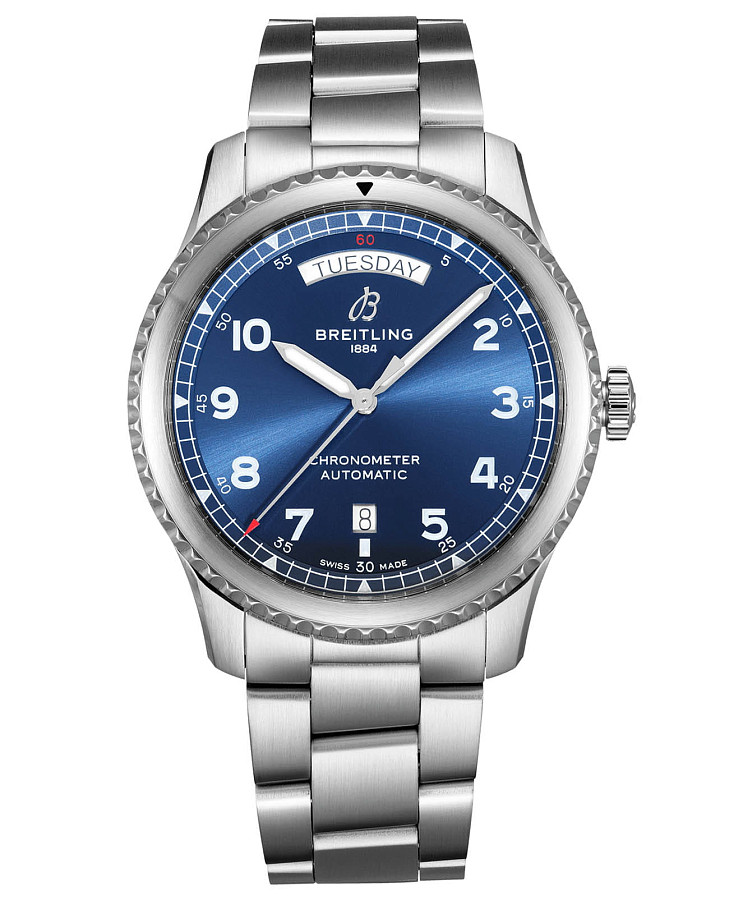 Часы Breitling Aviator 8 Automatic Day & Date 41A45330101C1A1 — мужские, синий