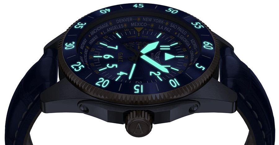 Часы Aviator Airacobra GMT V.1.37.3.308.4 — кожаный, мужские