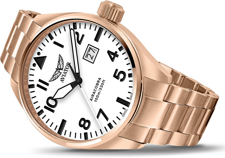 Часы Aviator Airacobra V.1.22.2.152.5 — нержавеющая сталь с pvd-покрытием, мужские