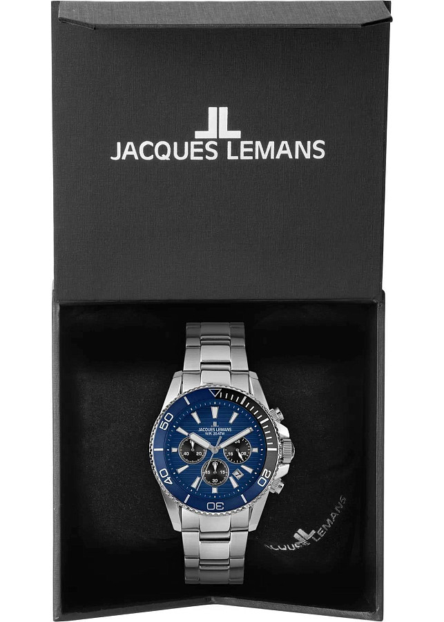Часы Jacques Lemans Liverpool Diver 1-2206H — мужские, серебристый
