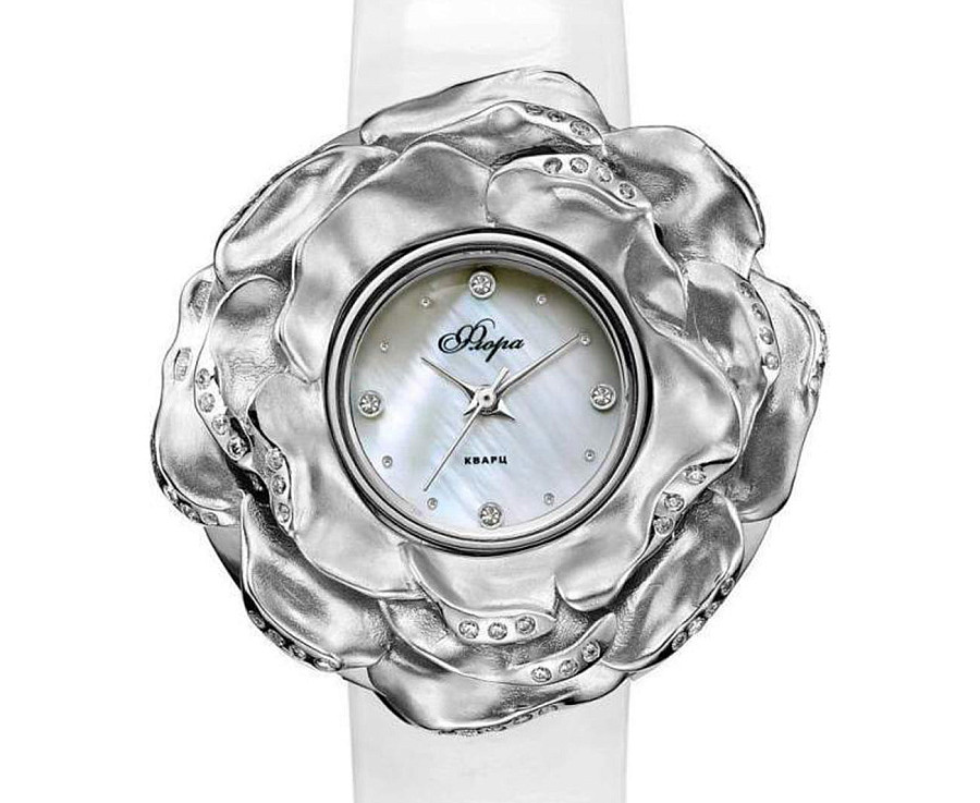 Часы УЧЗ Flora 1143S2-B6L1-2 Роза — кварцевые, латунь