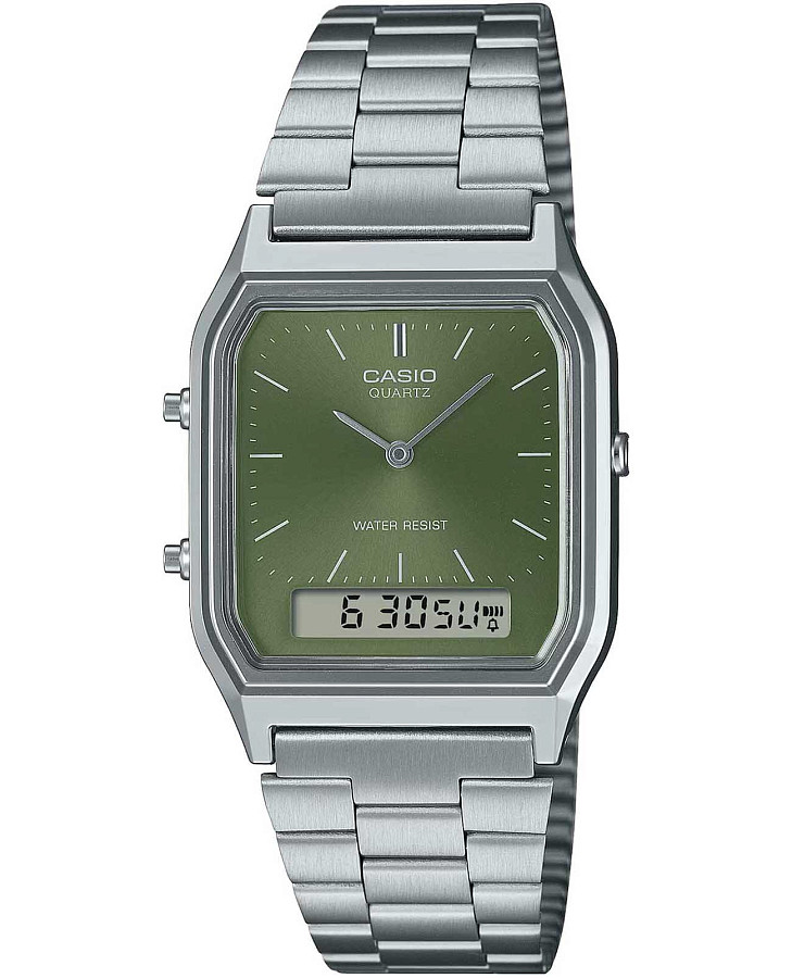 Часы Casio Vintage AQ-230A-3A — мужские, зеленый