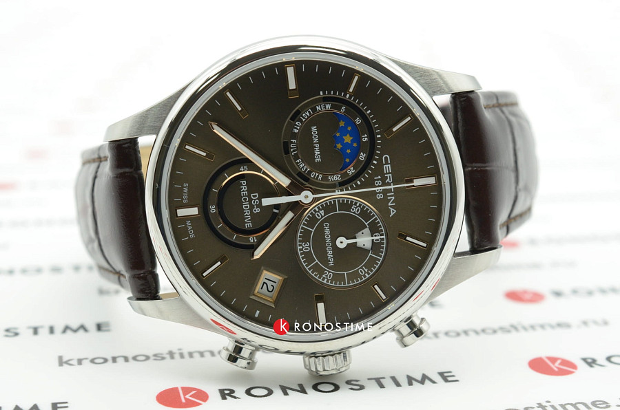 Часы Certina DS-8 Chronograph Moon Phase C033.450.16.081.00 — коричневый, сталь металл