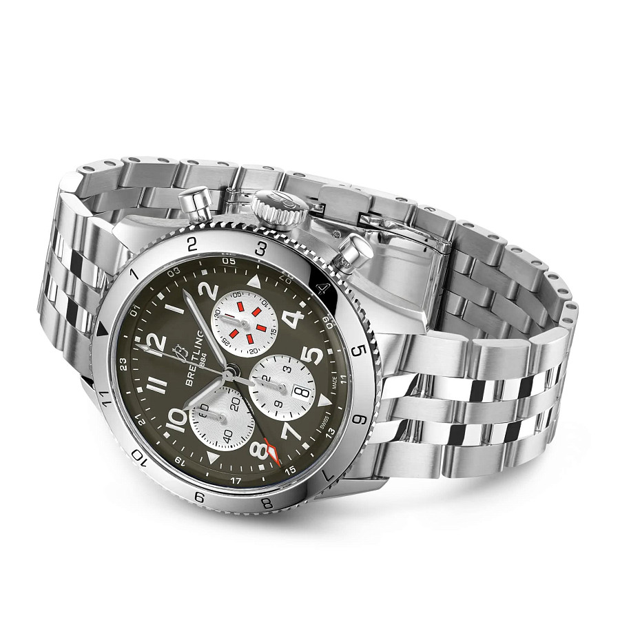 Часы Breitling Classic AVI Super AVI B04 Chronograph GMT 46 AB04452A1L1A1 — металл сталь, Швейцария