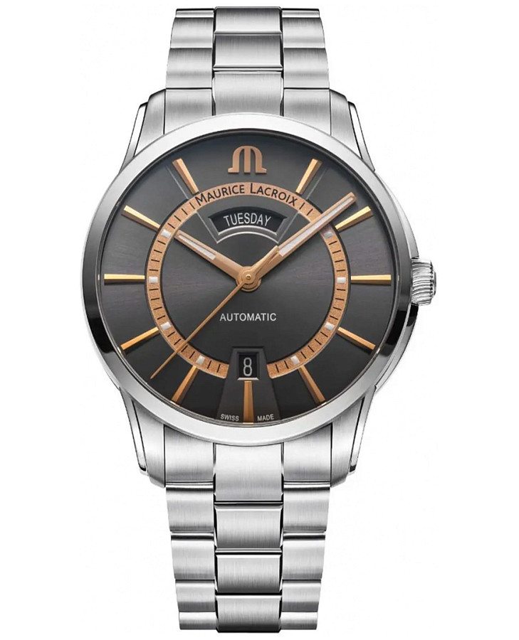 Часы Maurice Lacroix Pontos Day Date PT6358-SS002-333-1 — мужские, серый