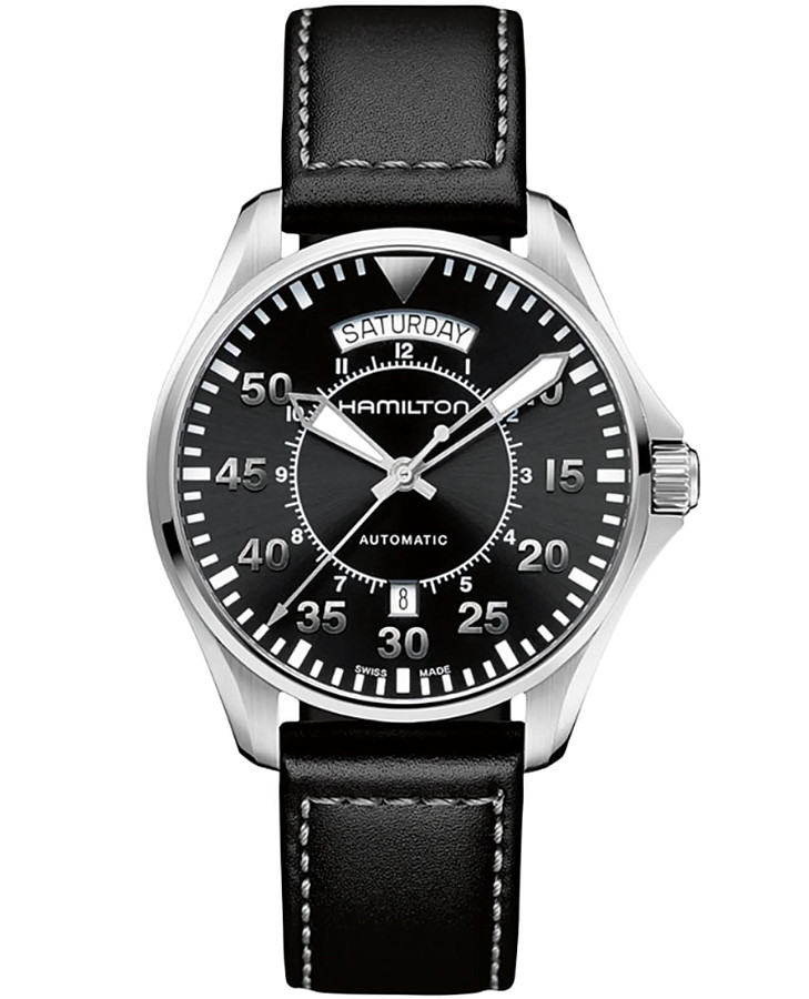 Часы Hamilton Khaki Aviation Pilot Day Date Auto H64615735 — мужские, черный