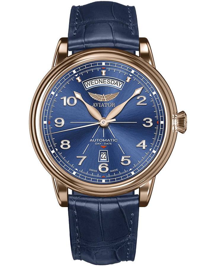 Часы Aviator Douglas Day-Date V.3.44.2.402.4 — мужские, синий