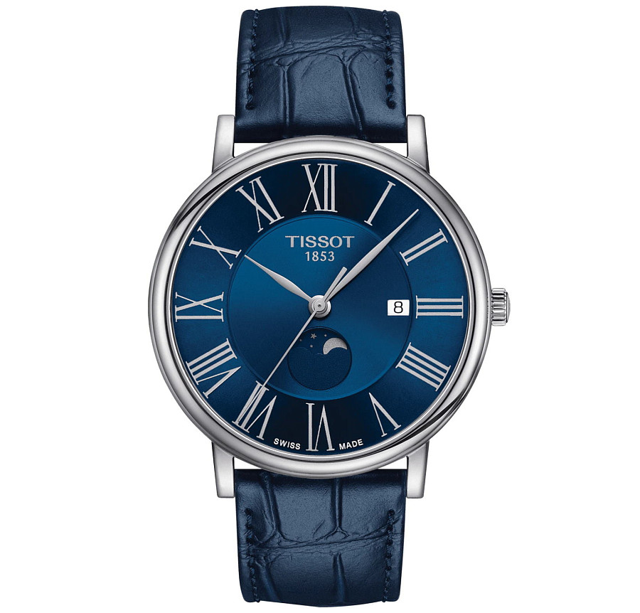 Часы Tissot Carson Premium Gent Moonphase T122.423.16.043.00 — мужские, синий
