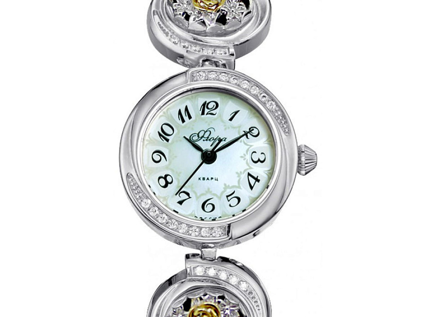Часы УЧЗ Flora 1138S1-B6B1 Букет-1 — кварцевые, латунь