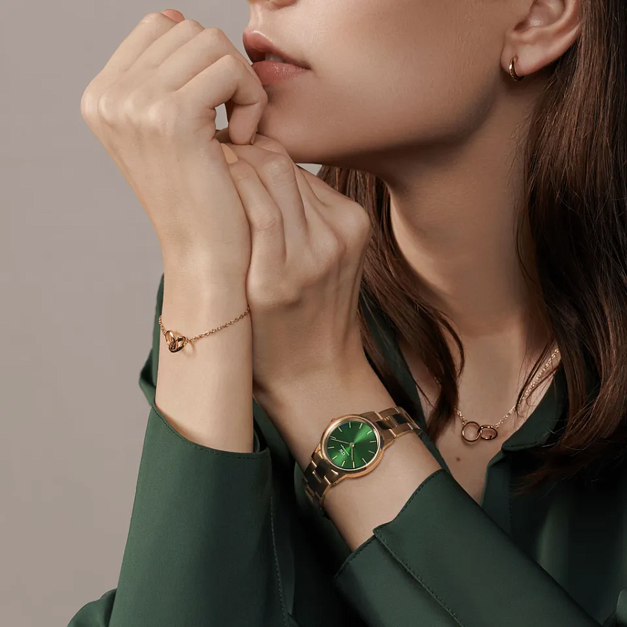Часы Daniel Wellington Iconic Link Emerald DW00100421 — сталь c pvd покрытием, женские