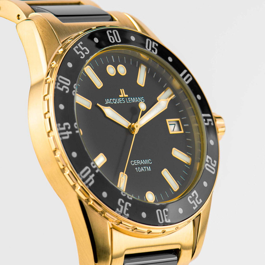 Часы Jacques Lemans High Tech Ceramic 42-10G — сталь + pvd + керамика, мужские