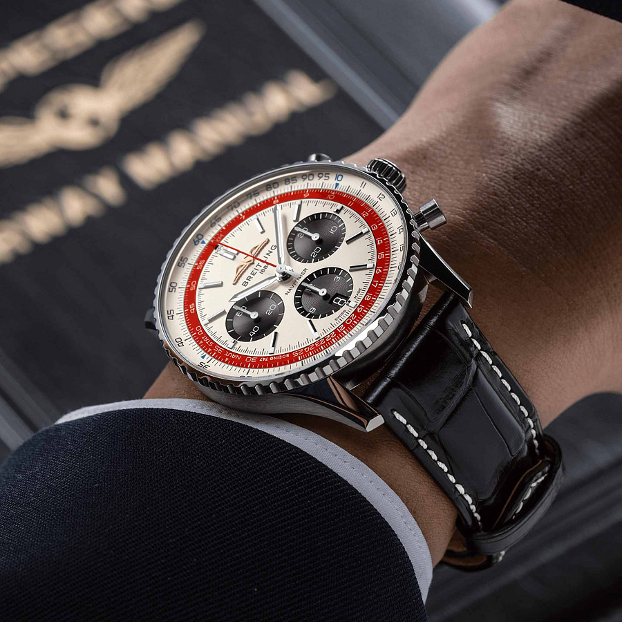 Часы Breitling Navitimer B01 Chronograph 43 Boeing 747 AB01383B1G1P1 — кожаный, мужские