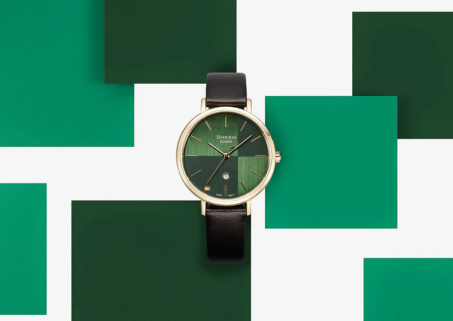 Часы Casio Sheen SHE-4547GL-3A — кожаный, женские