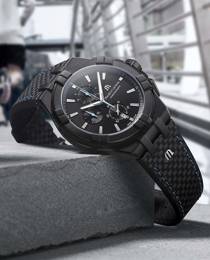 Часы Maurice Lacroix Aikon Chronograph AI1018-PVB01-337-1 — мужские, кожаный